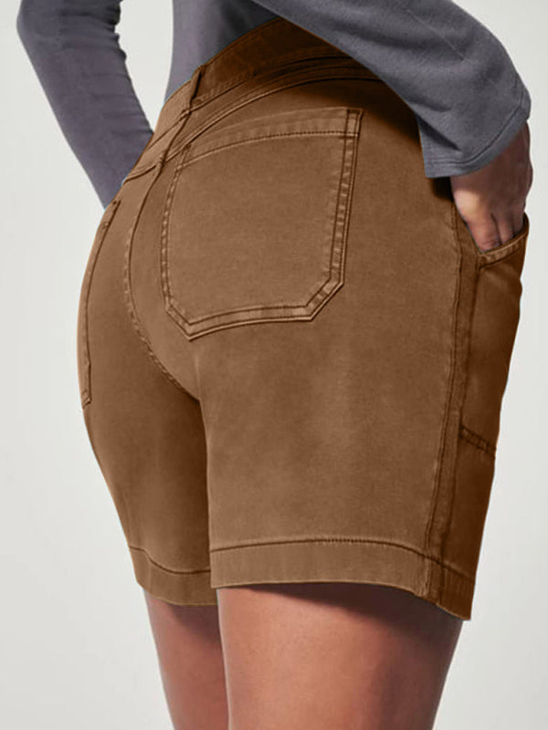 Cream Large Pocket Casual Shorts