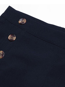 Black Cross-Border Slim Button Casual Pants