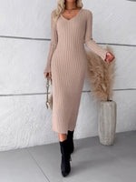 Load image into Gallery viewer, Wine Red Thick Ribbed Sweater Dress
