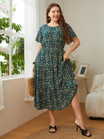 Load image into Gallery viewer, Curve Round Neck Printed Dress
