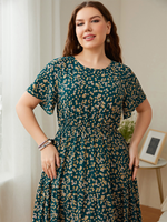 Load image into Gallery viewer, Curve Round Neck Printed Dress

