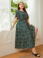 Load image into Gallery viewer, Curve Round Neck Printed Dress
