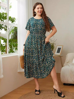Load image into Gallery viewer, Curve Round Neck Printed Dress
