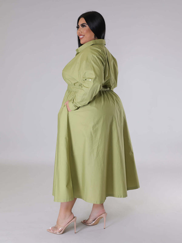Curve Long Sleeve Shirt Dress
