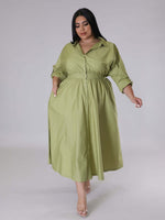 Load image into Gallery viewer, Curve Long Sleeve Shirt Dress
