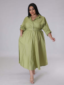 Curve Long Sleeve Shirt Dress