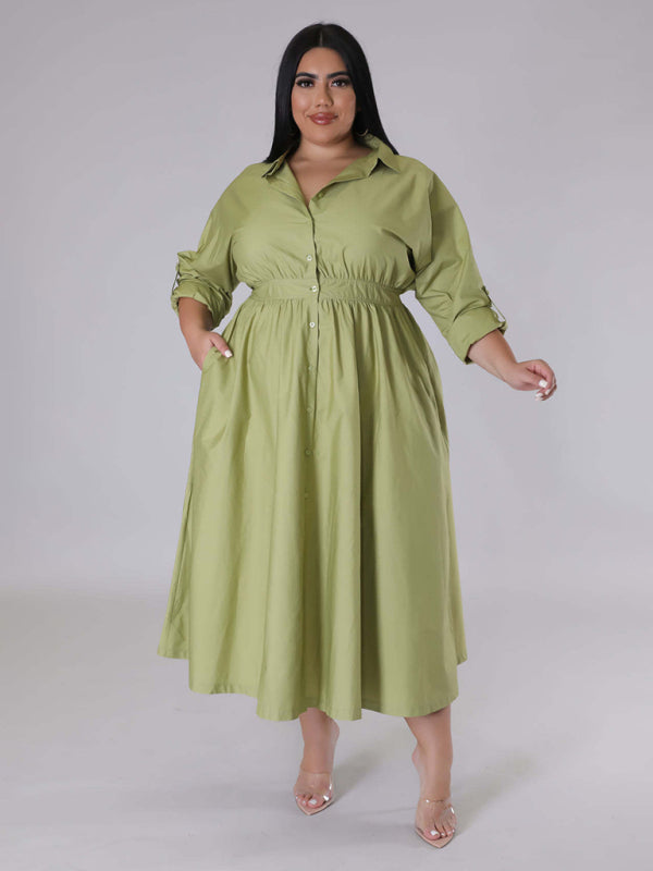Curve Long Sleeve Shirt Dress