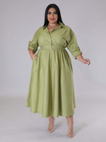 Load image into Gallery viewer, Curve Long Sleeve Shirt Dress
