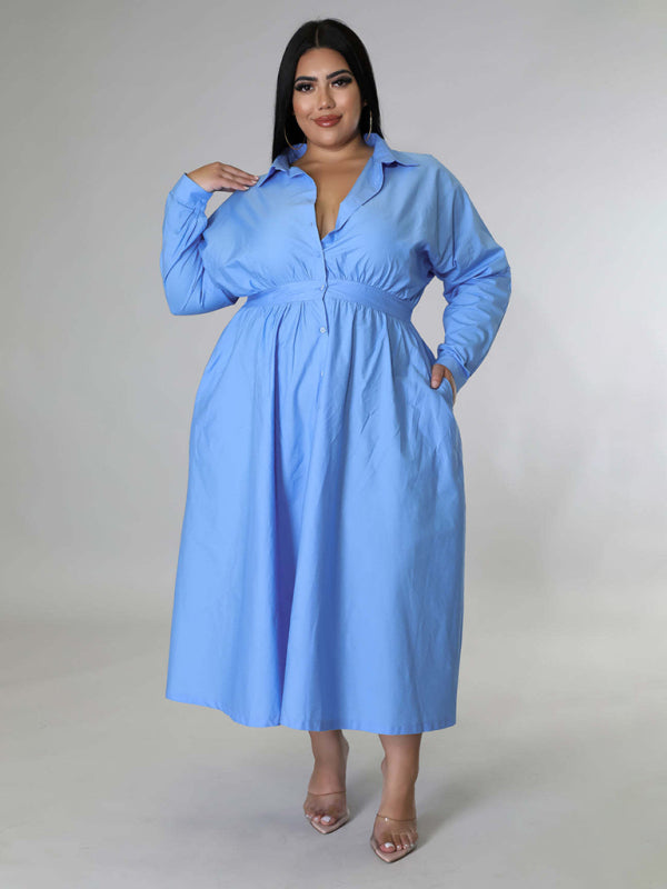 Curve Long Sleeve Shirt Dress
