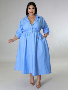 Curve Long Sleeve Shirt Dress