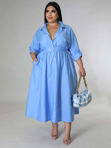 Curve Long Sleeve Shirt Dress
