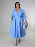 Load image into Gallery viewer, Curve Long Sleeve Shirt Dress
