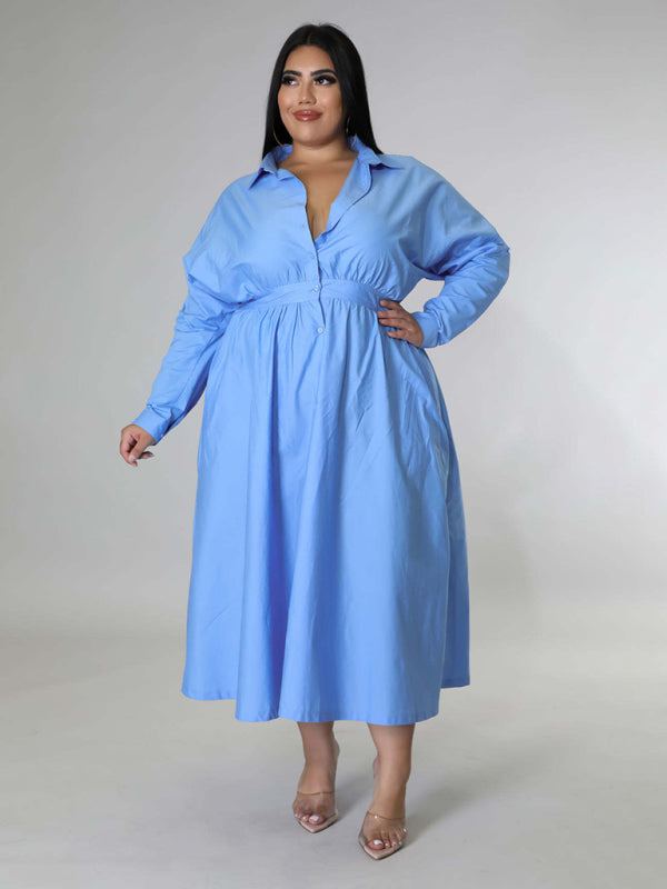 Curve Long Sleeve Shirt Dress
