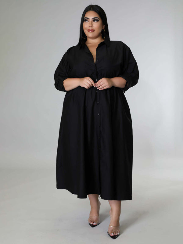 Curve Long Sleeve Shirt Dress