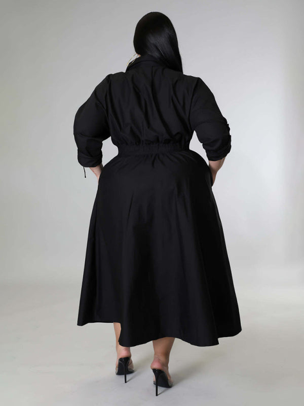 Curve Long Sleeve Shirt Dress