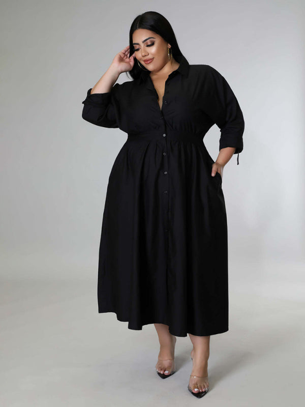 Curve Long Sleeve Shirt Dress