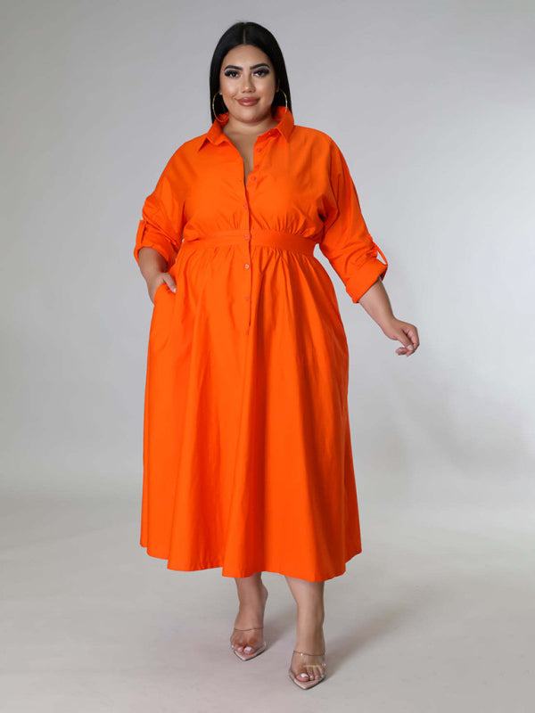 Curve Long Sleeve Shirt Dress