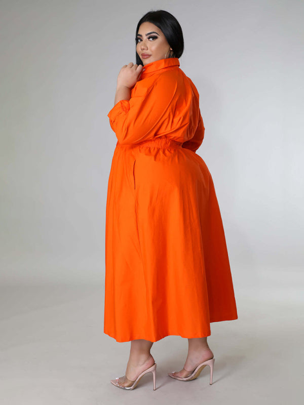 Curve Long Sleeve Shirt Dress