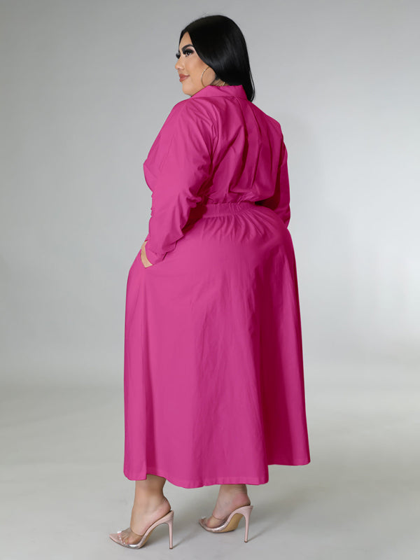Curve Long Sleeve Shirt Dress
