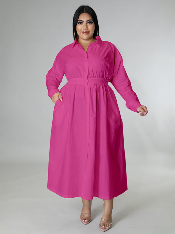 Curve Long Sleeve Shirt Dress