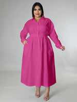 Load image into Gallery viewer, Curve Long Sleeve Shirt Dress
