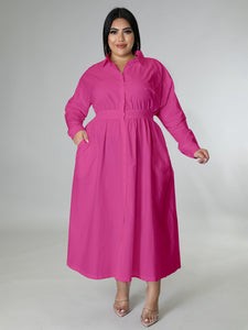 Curve Long Sleeve Shirt Dress
