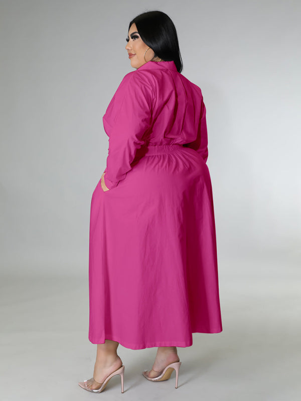 Curve Long Sleeve Shirt Dress