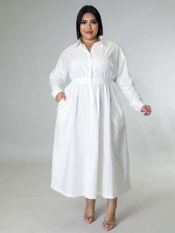Curve Long Sleeve Shirt Dress