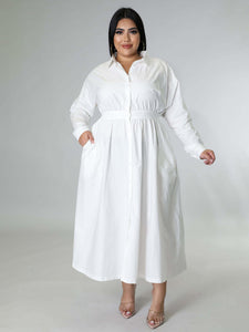 Curve Long Sleeve Shirt Dress