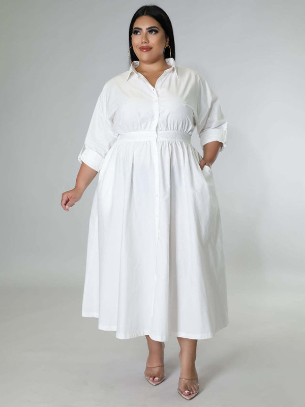 Curve Long Sleeve Shirt Dress