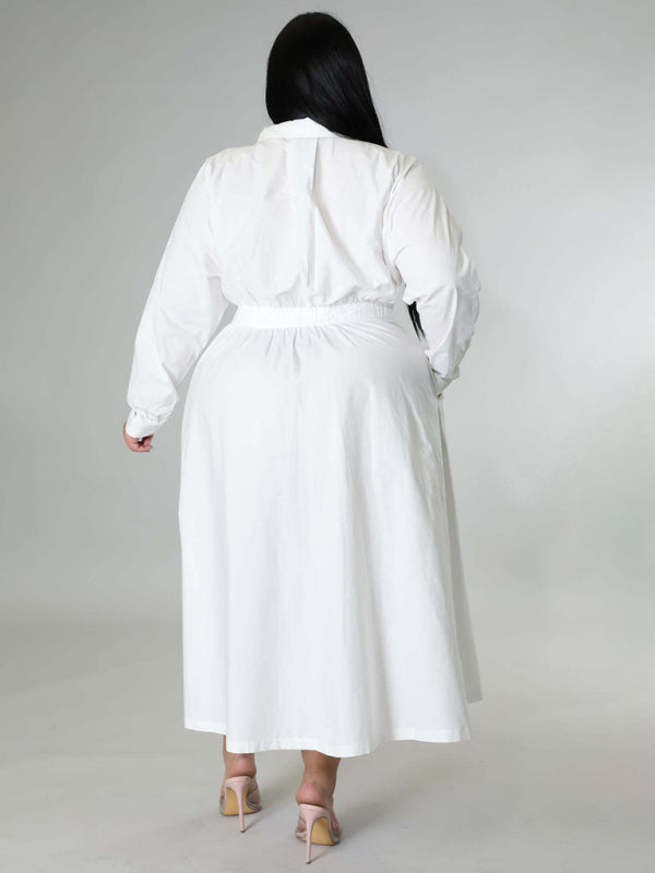 Curve Long Sleeve Shirt Dress