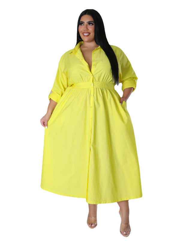 Curve Long Sleeve Shirt Dress