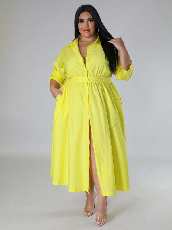 Curve Long Sleeve Shirt Dress