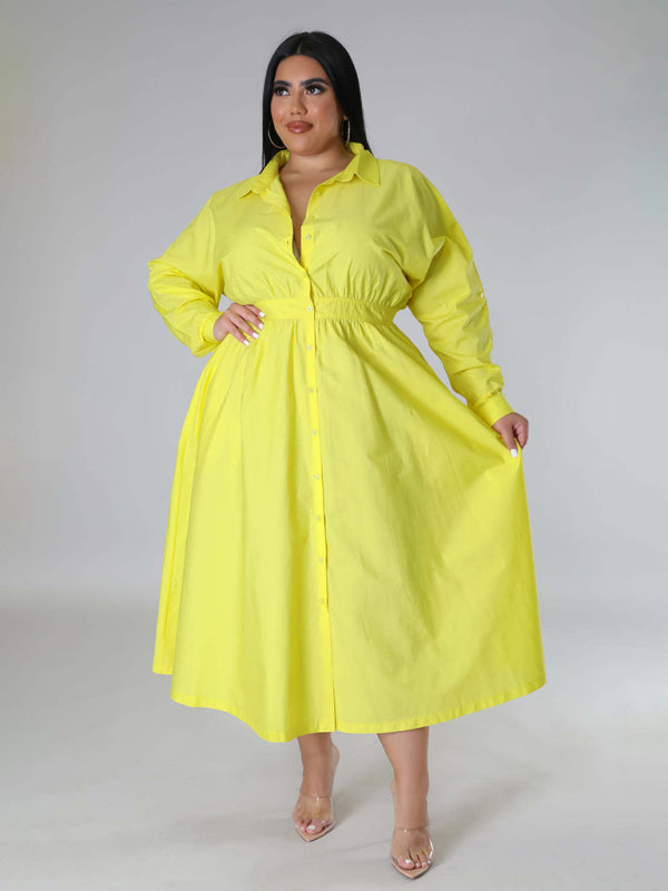 Curve Long Sleeve Shirt Dress