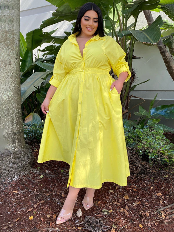 Curve Long Sleeve Shirt Dress