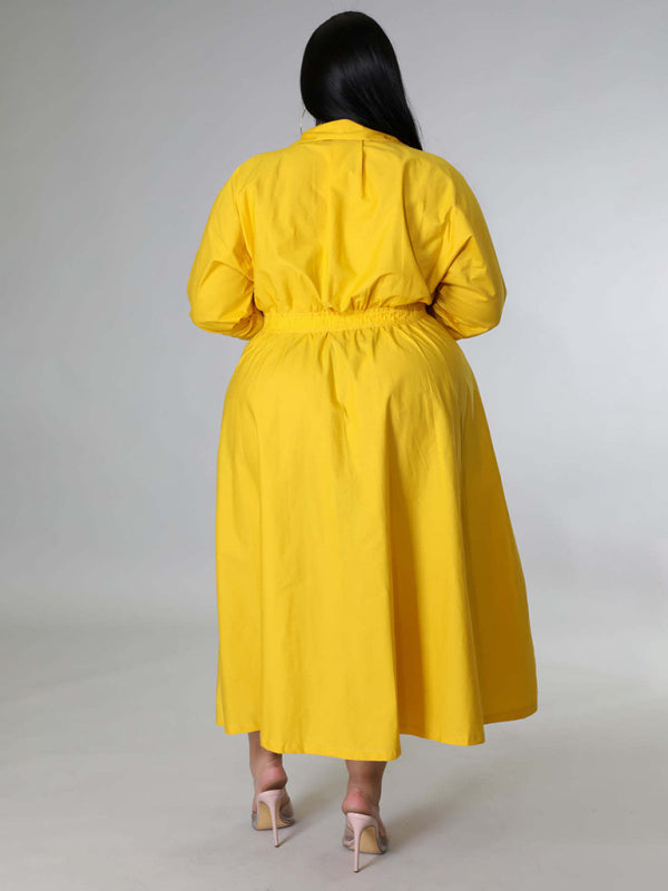 Curve Long Sleeve Shirt Dress