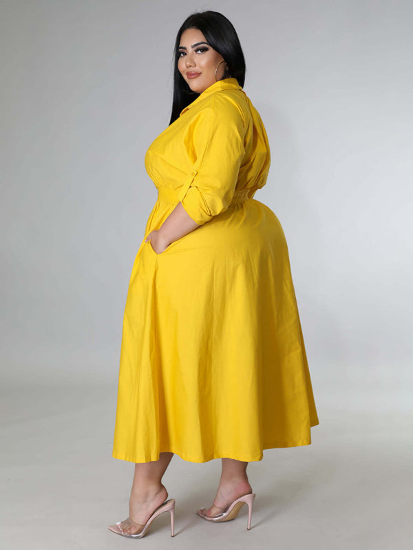 Curve Long Sleeve Shirt Dress