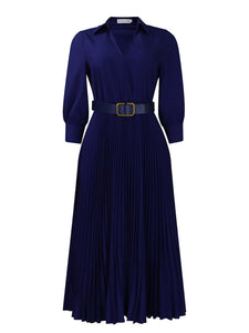 Curve V-Neck Pleated Dress