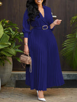 Load image into Gallery viewer, Curve V-Neck Pleated Dress
