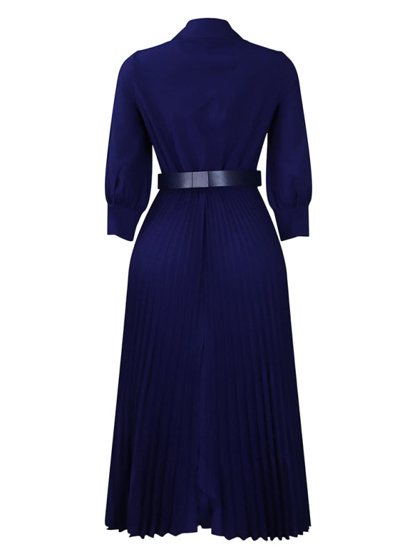 Curve V-Neck Pleated Dress