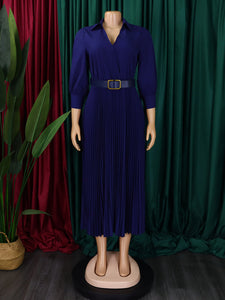 Curve V-Neck Pleated Dress