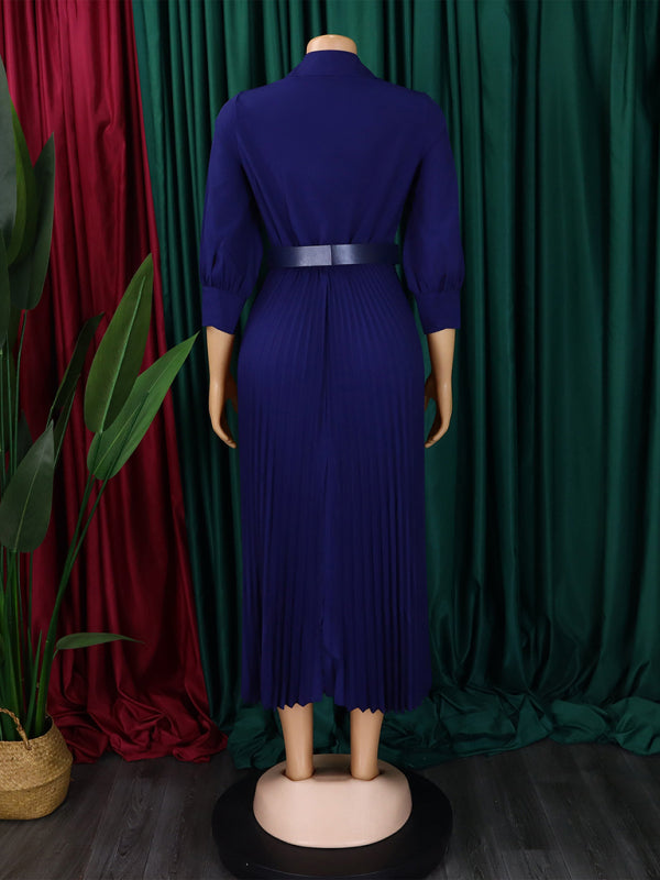 Curve V-Neck Pleated Dress