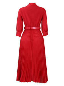 Curve V-Neck Pleated Dress