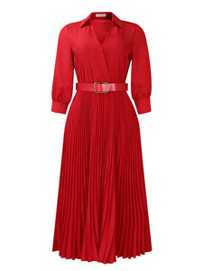 Curve V-Neck Pleated Dress