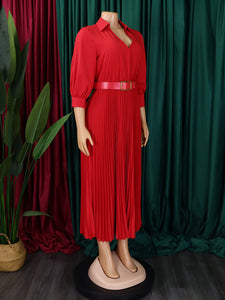 Curve V-Neck Pleated Dress