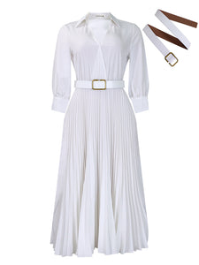 Curve V-Neck Pleated Dress