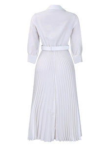 Curve V-Neck Pleated Dress