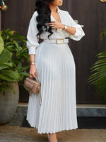 Load image into Gallery viewer, Curve V-Neck Pleated Dress
