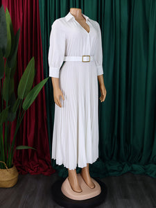 Curve V-Neck Pleated Dress