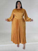 Load image into Gallery viewer, Curve Pleated Round Neck Long Sleeve Dress
